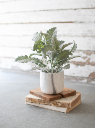 ARTIFICIAL PLANT IN A FAUX MARBLE POT