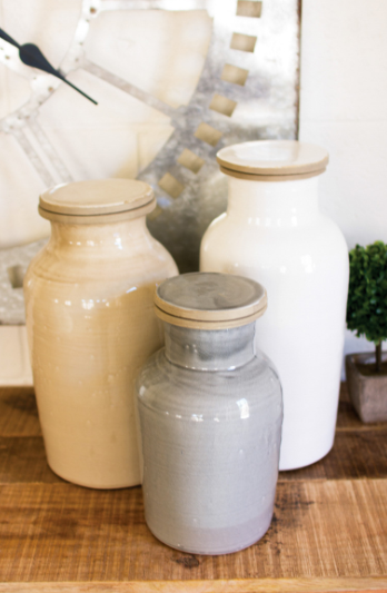 CERAMIC CANISTERS - 3 COLORS AND SIZES - IN STORE PICK UP ONLY!