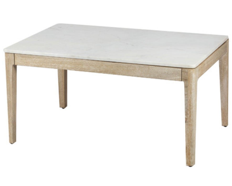 TEAK & MARBLE COFFEE TABLE - NATURAL TEAK FINISH - IN STORE ONLY!