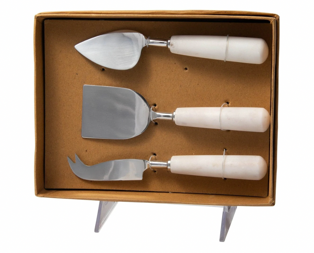 SET OF 3 MARBLE CHEESE KNIVES