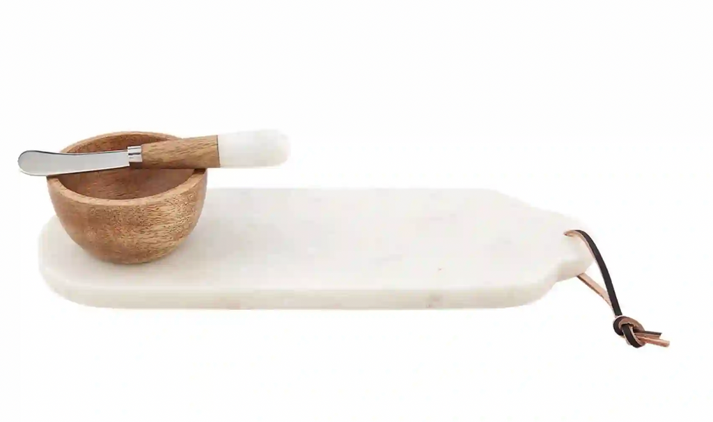 MARBLE WOOD DIP AND TRAY SET