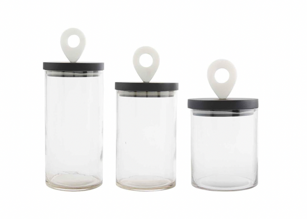 MARBLE HANDLE GLASS CANISTER - 3 SIZES AVAILABLE- IN STORE PICK UP ONLY!