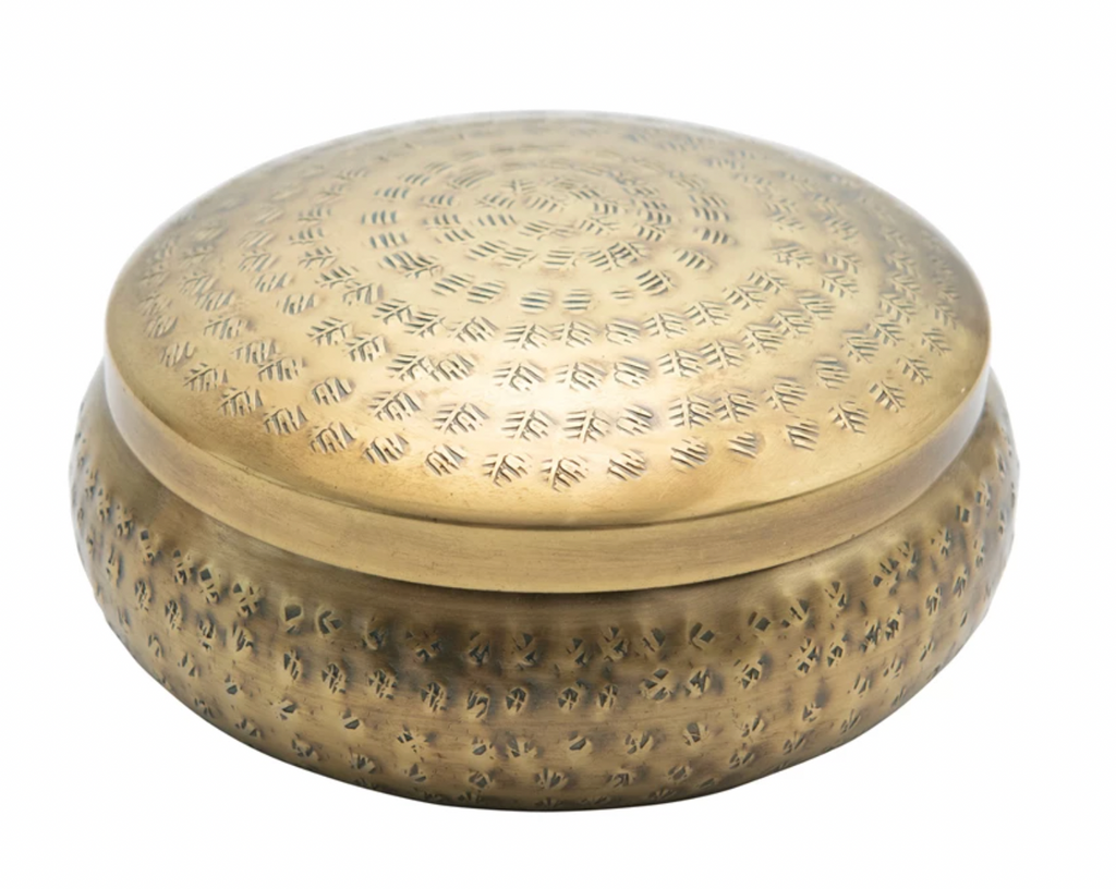 HAMMERED METAL CONTAINER - BRASS FINISH