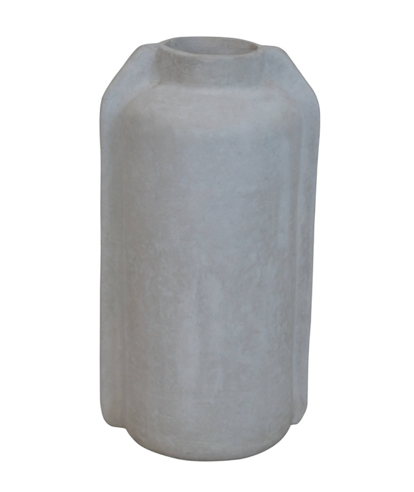 PAPER MACHE GEO VASE IN NATURAL WHITE- IN STORE PICK UP ONLY!