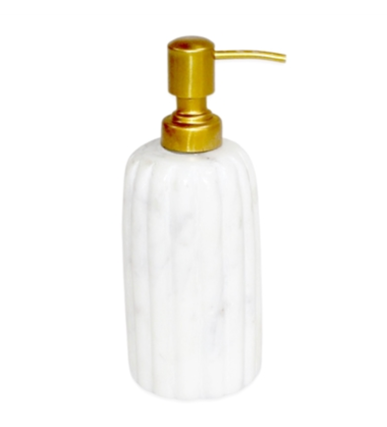 WHITE MARBLE SOAP DISPENSER WITH GROOVING