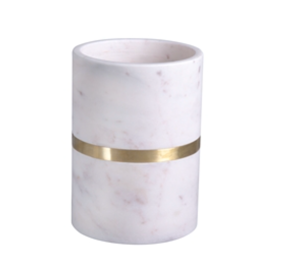 MARBLE SINGLE BOTTLE WINE COOLER WITH BRASS AGRA WHITE - IN STORE PICK UP ONLY!