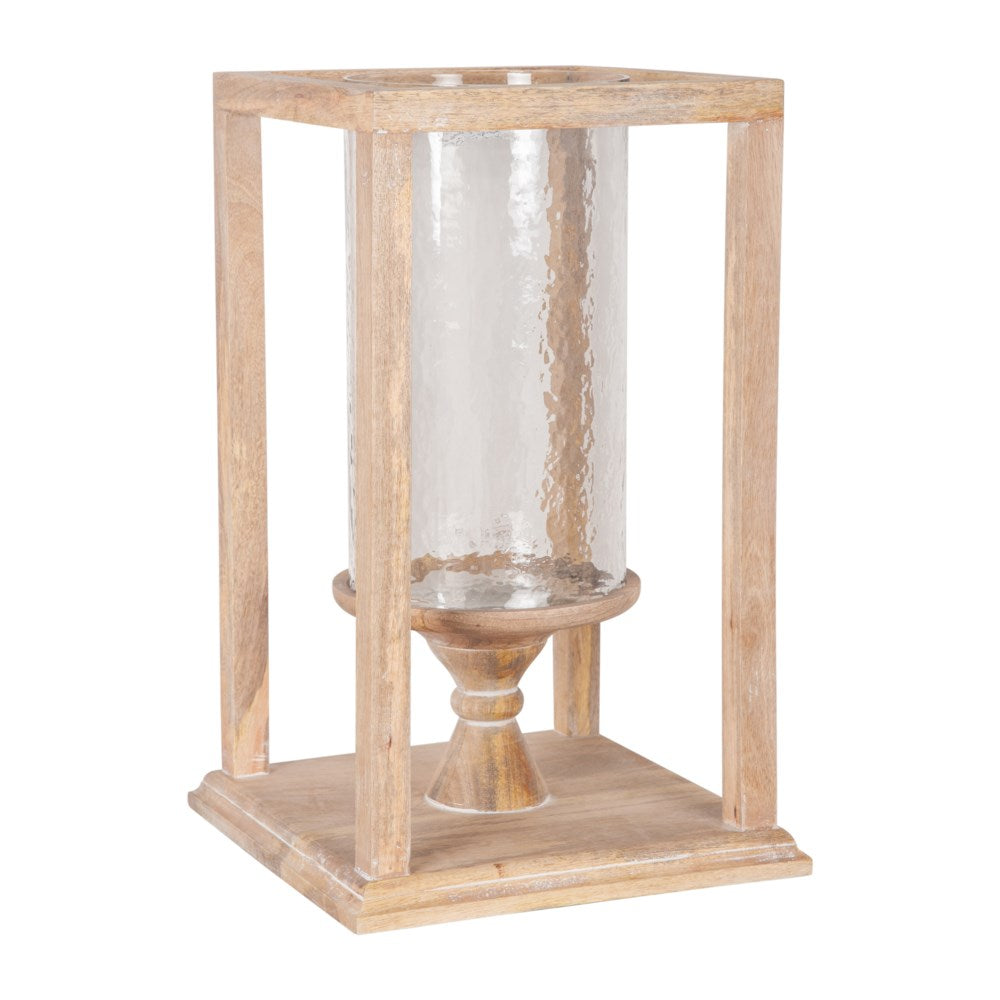 SOLEIL 20" WOOD & GLASS HURRICANE LANTERN - IN STORE PICK UP ONLY!