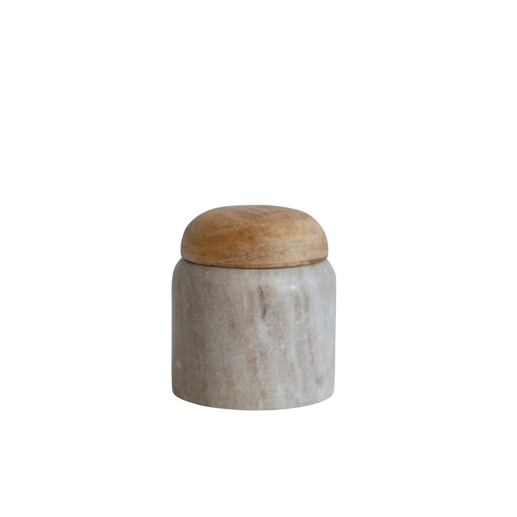 MARBLE CANISTER WITH MANGO WOOD LID